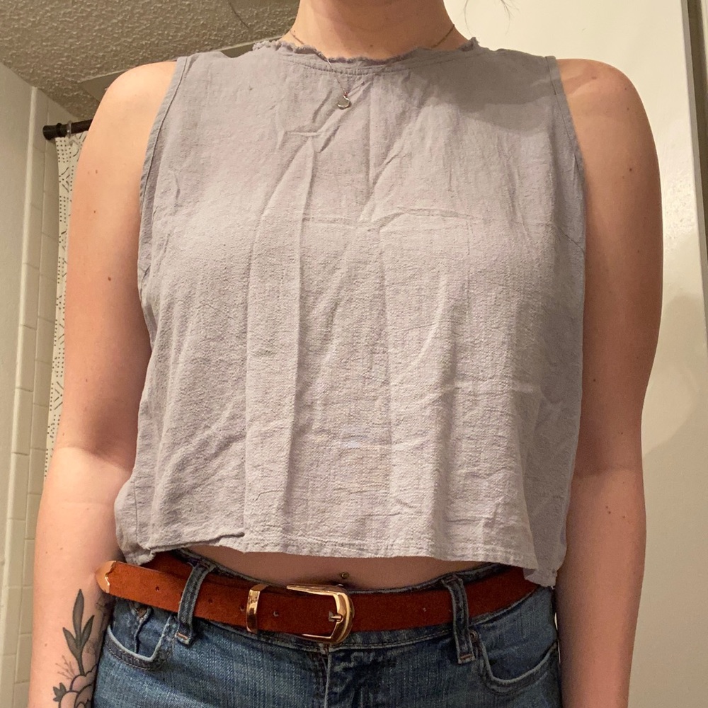 Baby Blue Open Back Cropped Tank